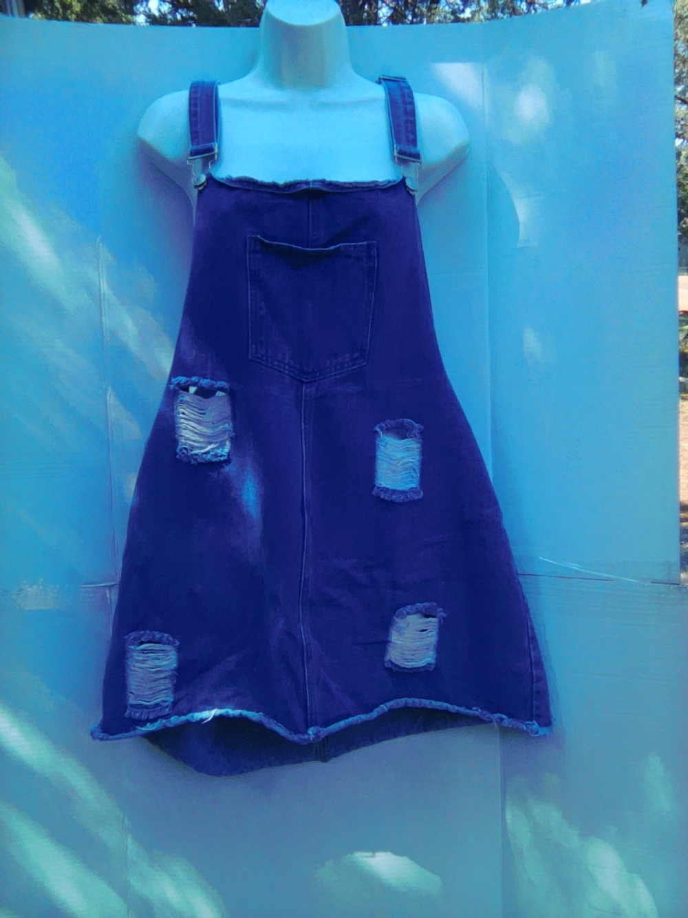 Ladies Denim Bib Overall Dress - Brand